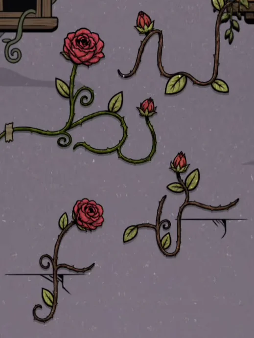 Сцена «розы на лозах» на уровне 119 в Flower Forest до решения